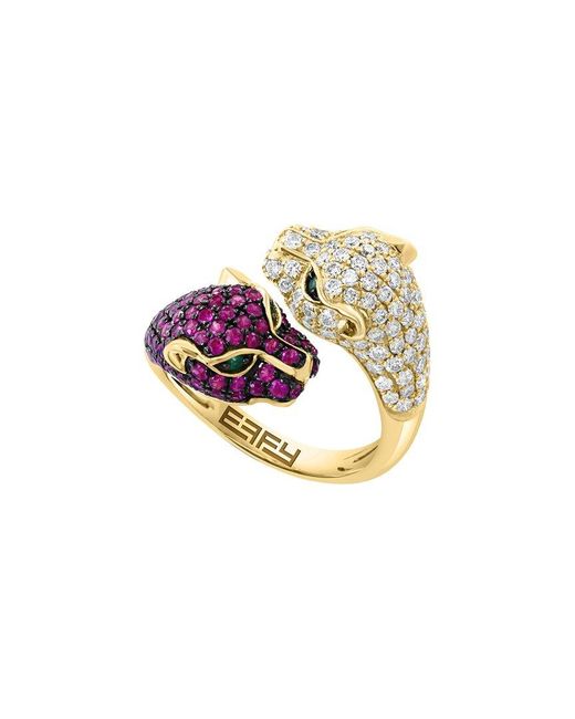 Effy Fine Jewelry White 14K 1.81 Ct. Tw. Diamond & Emerald, Ruby Ring