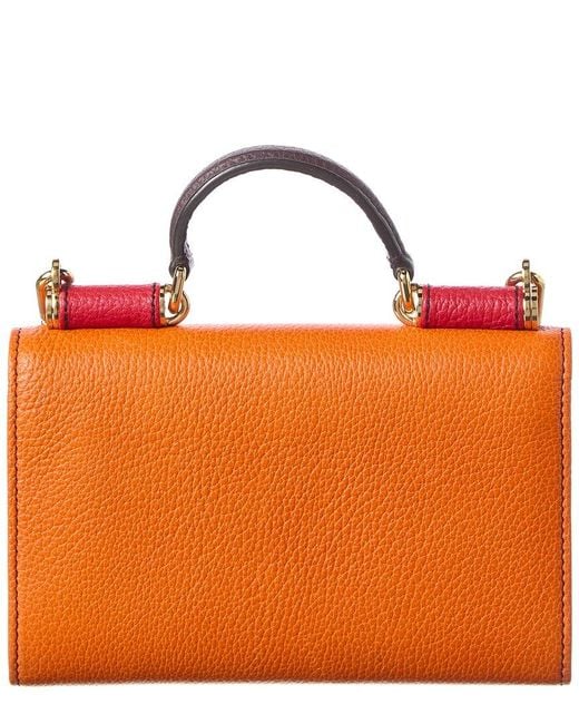 Dolce & Gabbana Orange Sicily Von Leather Bag