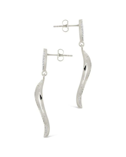 Sterling Forever White Rhodium Plated Cz Juniper Statement Drop Earrings