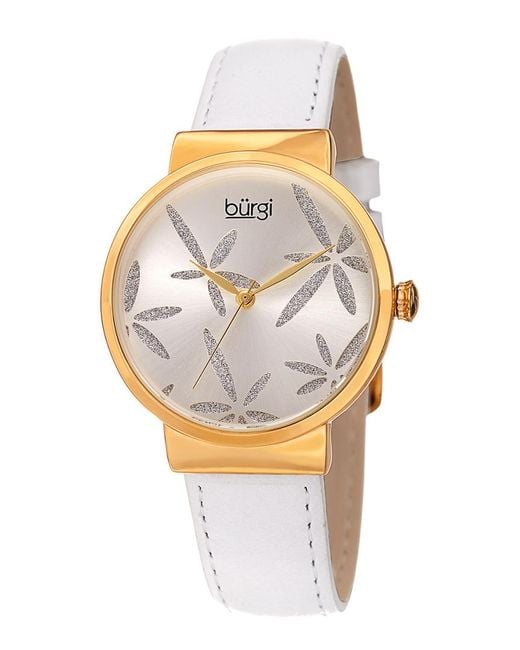 Burgi White Burgi Leather Watch