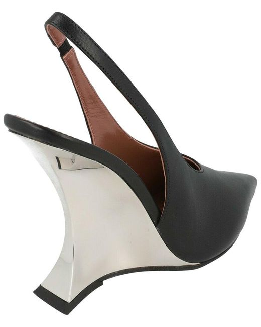 Paris Texas Black Nina Leather Slingback Wedge
