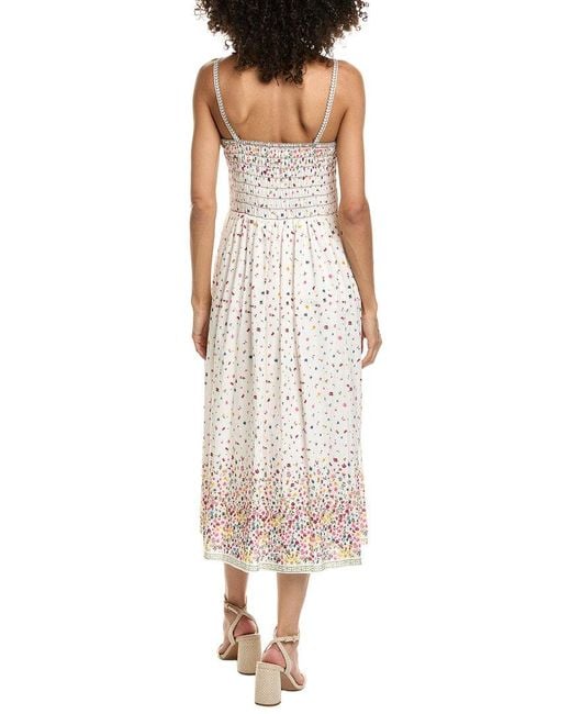 Max Studio White Spaghetti Strap Straight Neck Midi Dress