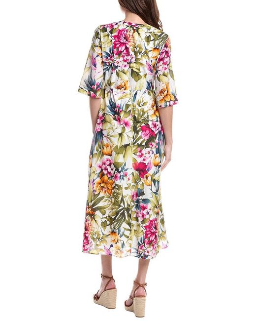 Tommy Bahama White Verde Blooms Silk-Blend Maxi Dress