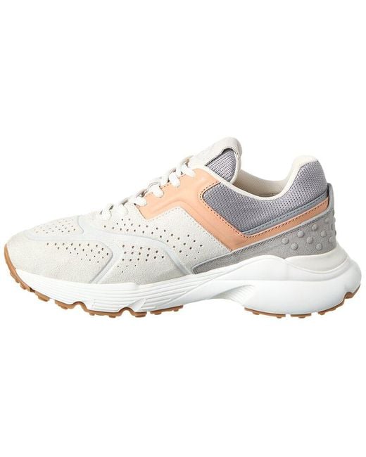 Tod's White Mesh & Suede Sneaker