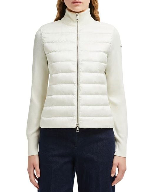 Moncler White Padded Wool-Blend Cardigan