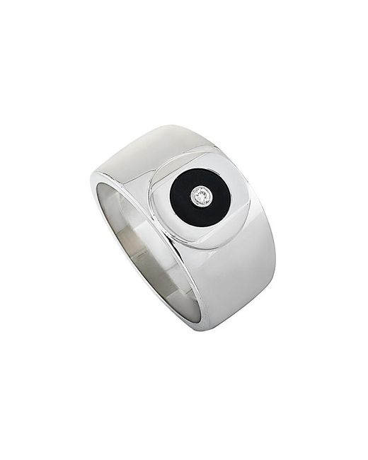 Charriol White Silver 0.04 Ct. Tw. Diamond & Onyx Ring for men