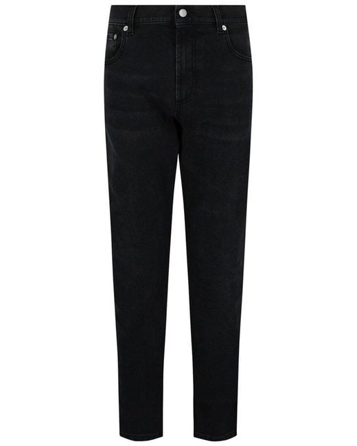 McQueen Black Graffiti Denim Jeans for men