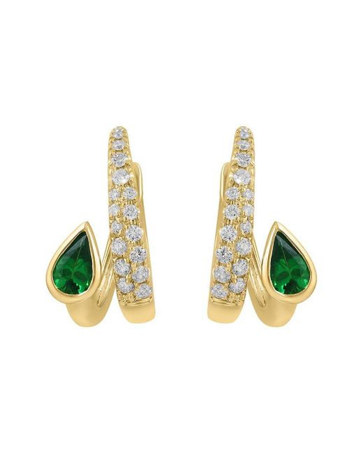 Effy Fine Jewelry Metallic 14K 0.70 Ct. Tw. Diamond & Tsavorite Earrings