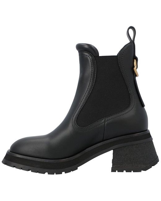 Moncler Black Leather Slip-On Ankle Boots