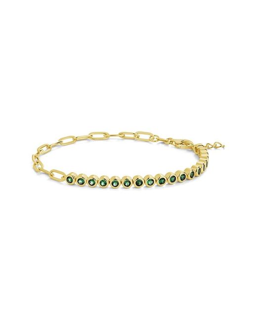 Sterling Forever Metallic 14k Plated Cz Chain Bracelet