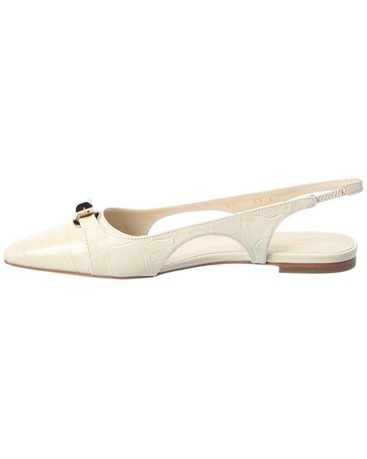 Ferragamo White Mini Bow Leather Ballet Flat