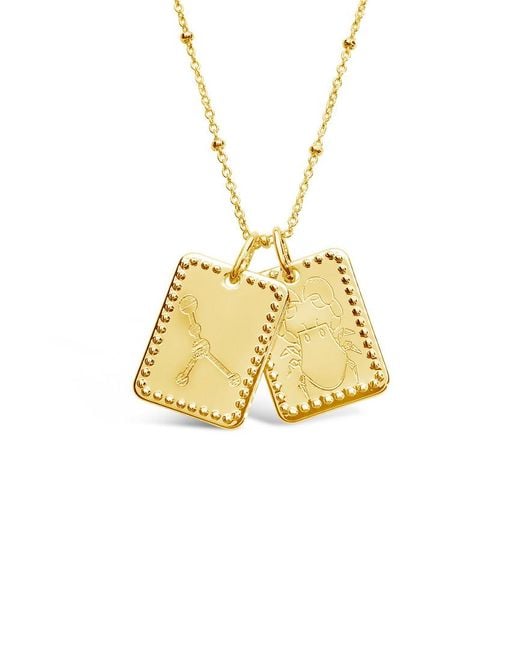 Sterling Forever Metallic 14k Plated Cancer Zodiac Tag Necklace