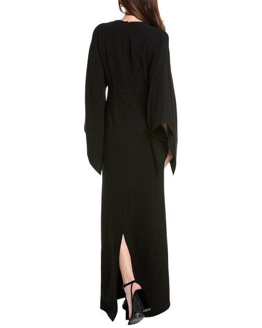 Teri Jon Black Crepe Kimono Sleeve Gown