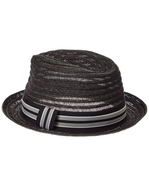 Bruno Magli Black Packable Open Weave Triby Straw Hat for men