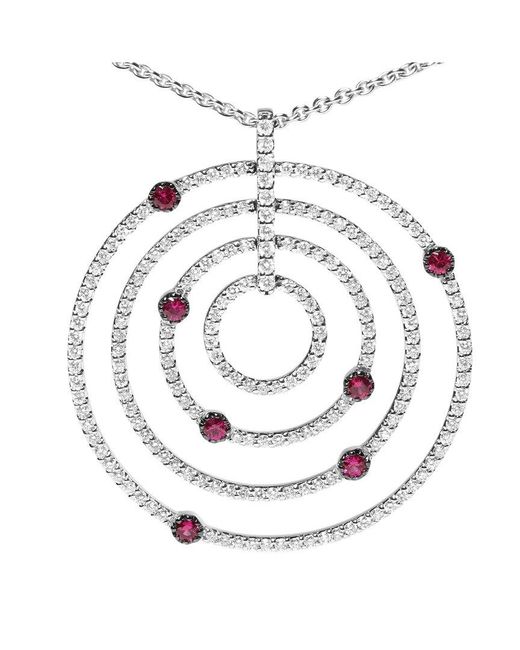 Haus of Brilliance White 18K 2.51 Ct. Tw. Diamond & Ruby Pendant Necklace