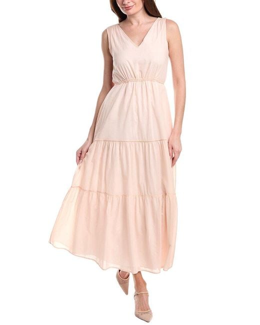 Peserico Pink Tiered Tie Waist Midi Dress