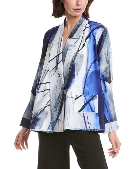 Lemon Grass Blue Reversible Buttoned Cape Jacket