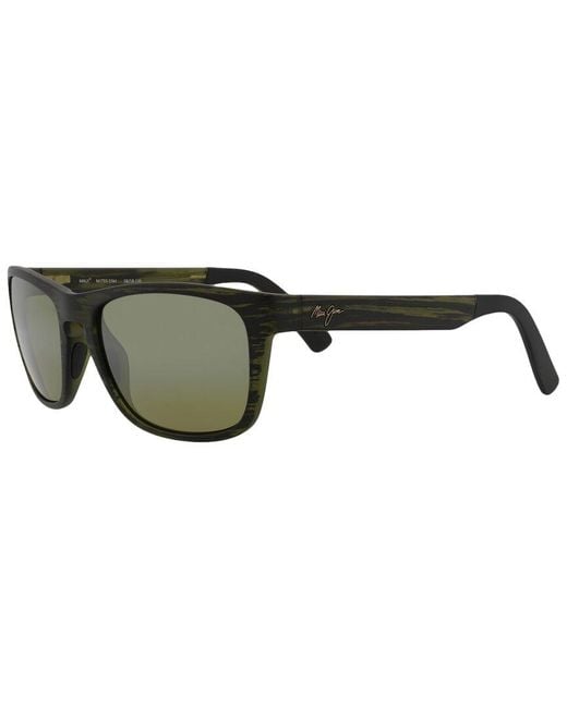 Maui Jim Black Square Green Polarized Sunglasses