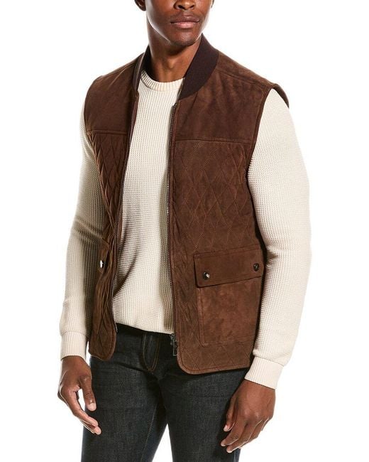 Isaia Brown Suede Vest for men