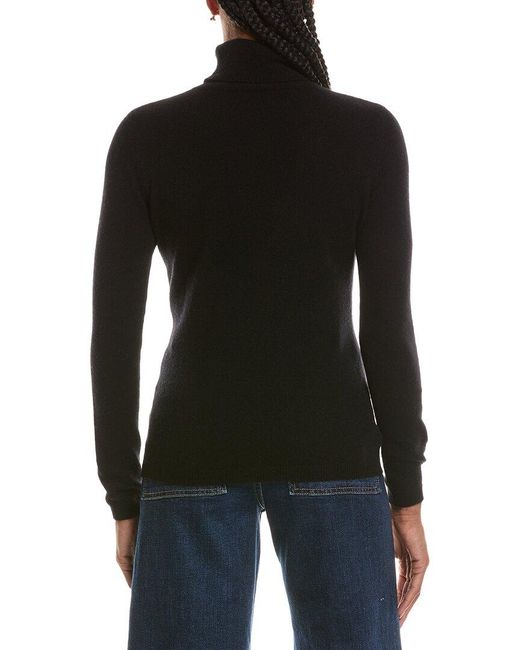 Forte Black Basic Turtleneck 100% Cashmere Pullover