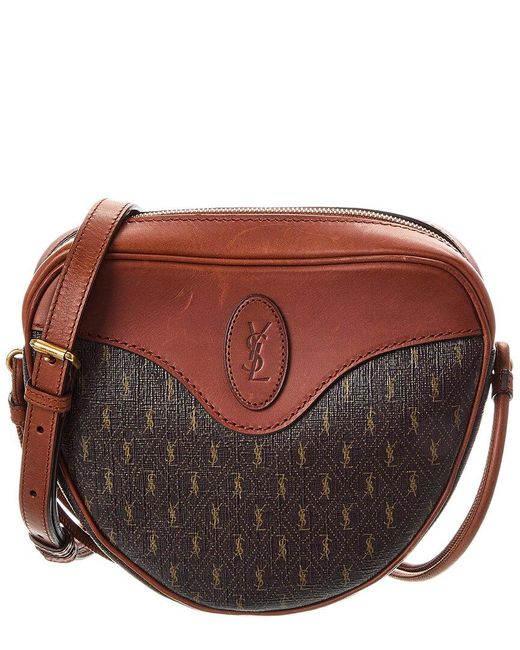 Saint Laurent Brown Le Monogramme Coated Canvas & Leather Shoulder Bag