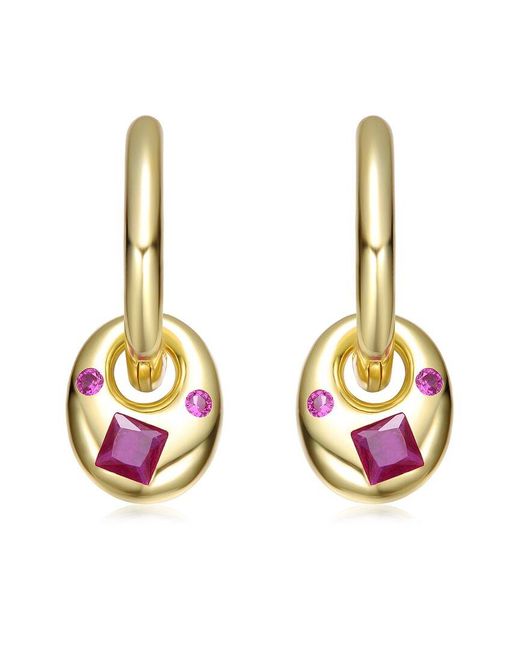 Rachel Glauber Metallic 14K Plated Cz Hoop Earrings