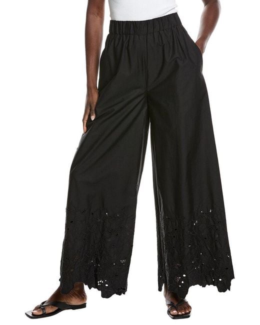 Gracia Black Floral Lace Embroidered Pant