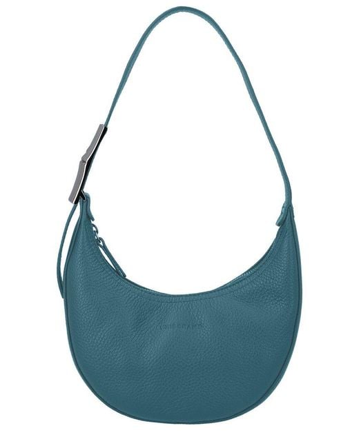 Longchamp Blue Le Roseau Essential Small Leather Hobo Bag