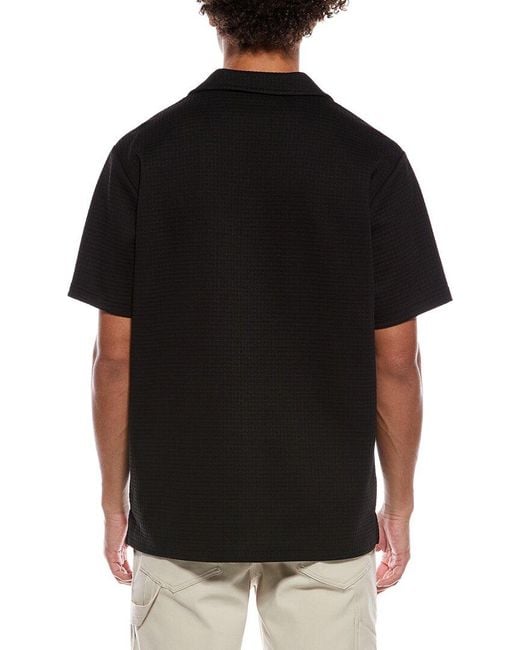 Karl Lagerfeld Black Waffle Camp Shirt for men