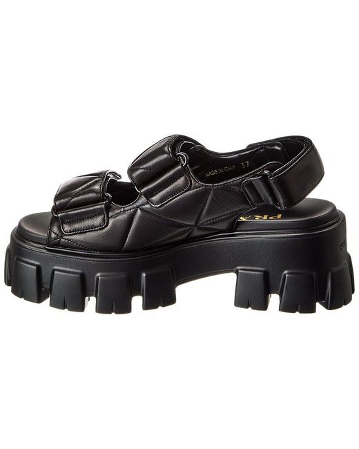 Prada Black Quilted Leather Platform Sandal