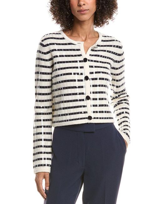 10 Crosby Derek Lam White Nebula Sequin Wool-Blend Cardigan