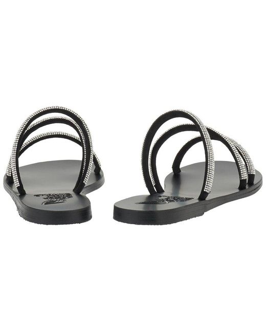Ancient Greek Sandals Black Polytimi Diamante Sandal