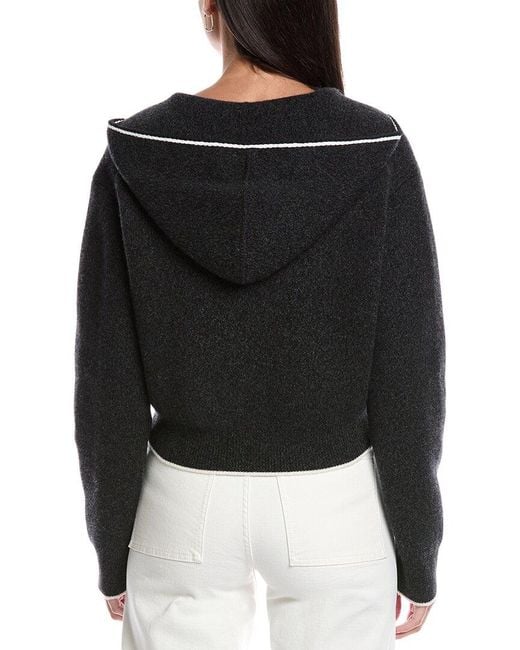 Theory Black Felted Wool & Cashmere-Blend Cardigan