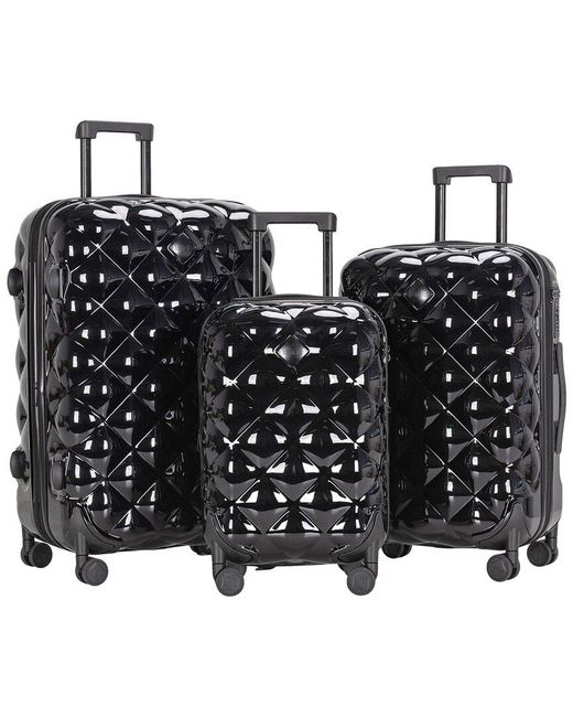 Kensie Black Chic 3Pc Expandable Luggage Set