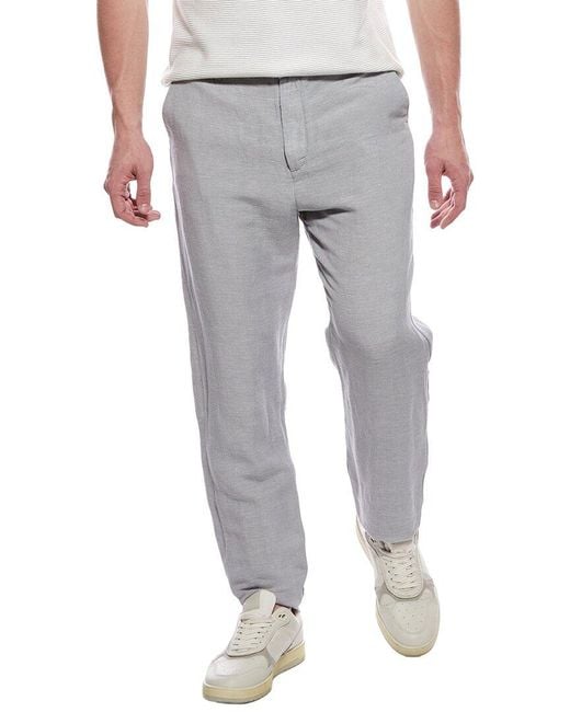 Tahari Gray Woven Flat Front Linen-Blend Pant for men
