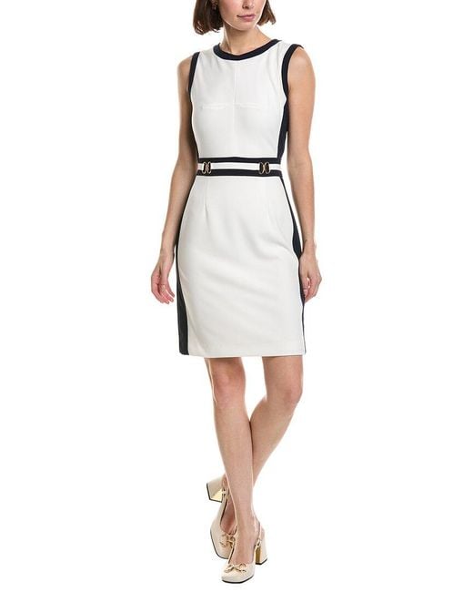Tahari White Sleeveless Mini Dress