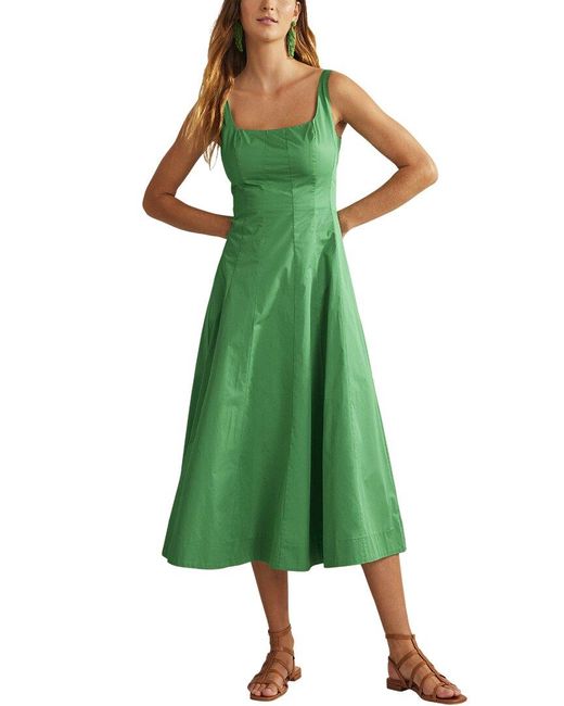 Boden Green Sleeveless Paneled Midi Dress