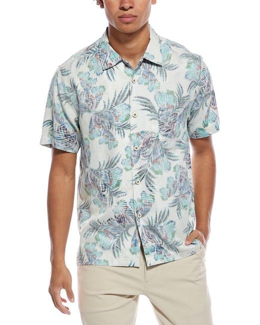 Tommy Bahama Blue Mirante Mirage Silk-Blend Camp Shirt for men