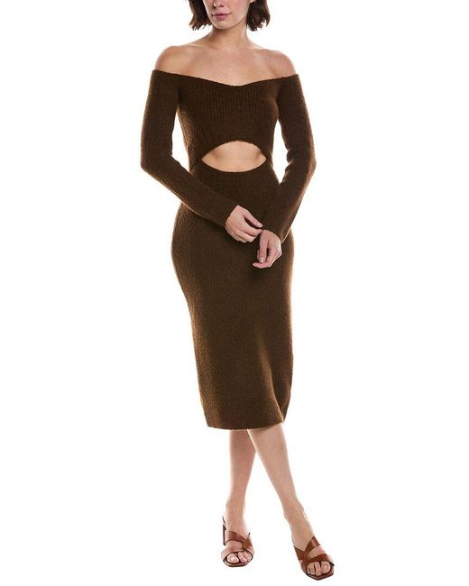 L'Agence Brown Nala Off-The-Shoulder Cutout Dress