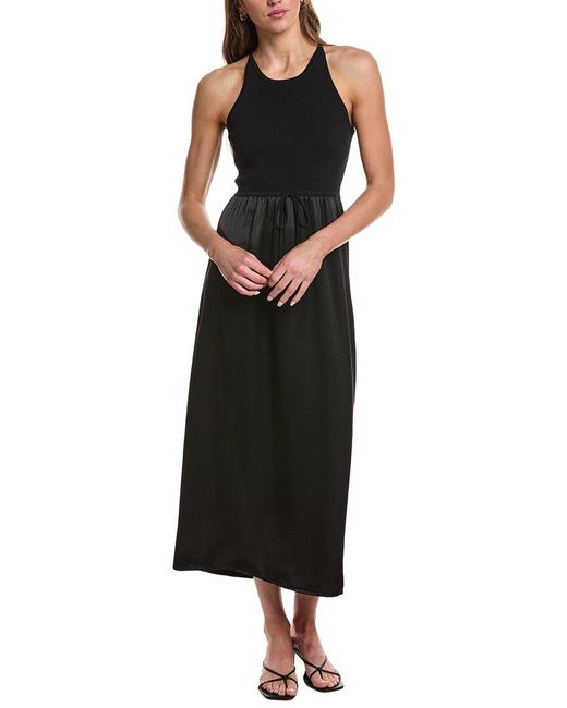 525 America Black Deanna Mixed Media Sweater Midi Dress