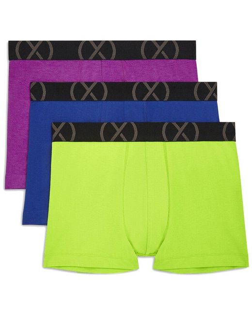 2xist Green 2(x)ist Stretch 3pk No Show Trunk for men