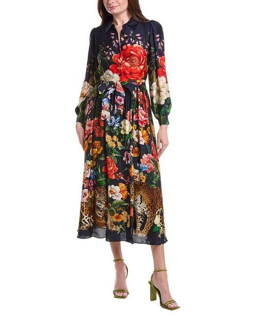 Tahari Blue The Melina Silk-Blend Dress