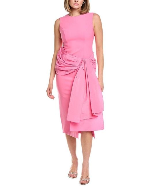Carolina Herrera Pink Solid Silk-Blend Column Dress