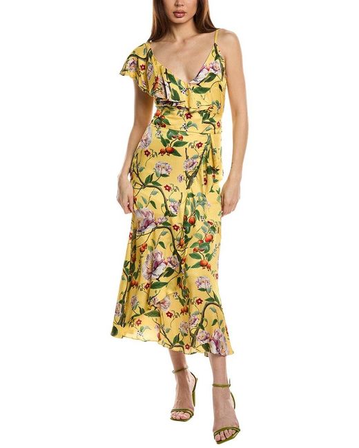 Borgo De Nor Metallic Isadora Silk-Blend Midi Dress