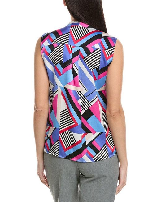 Karl Lagerfeld Blue Silky Crepe Blouse