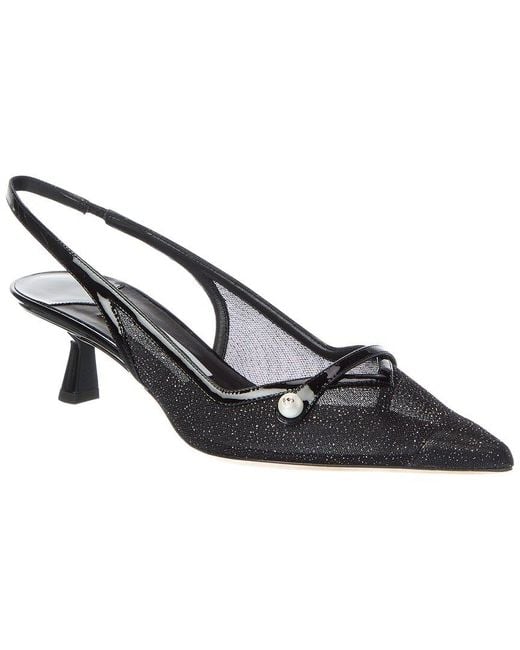 Jimmy Choo Metallic Amita 45 Glitter Mesh & Patent Slingback Pump