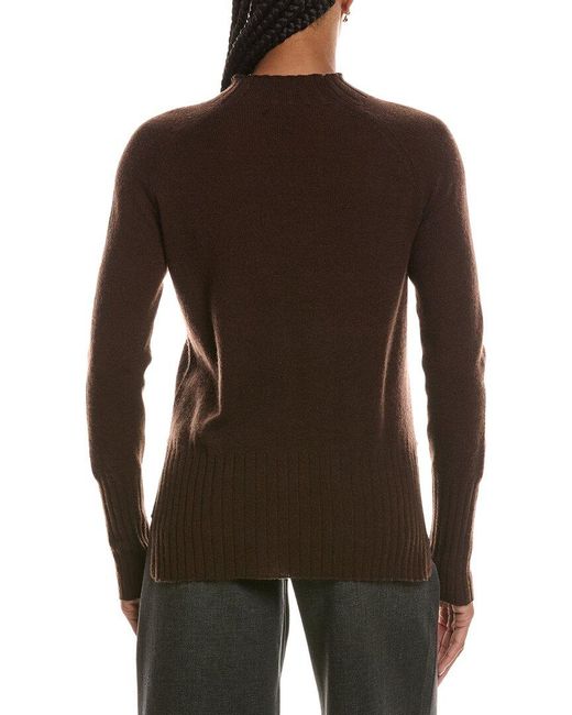 Forte Brown Basic Trim Low Funnel 100% Cashmere Pullover