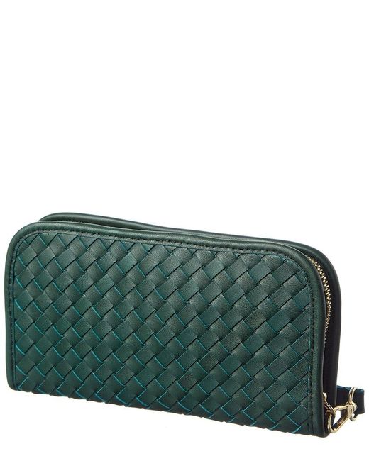 Persaman New York Green Sabrina Hand Woven Leather Wallet