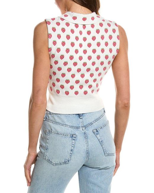 Rowing Blazers Blue Knit Collared Button-Up Cashmere-Blend Tank