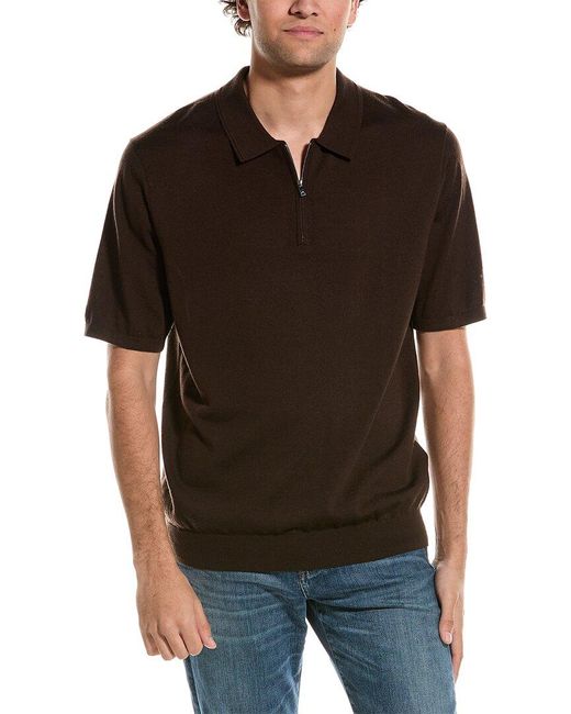 Reiss Black Maxwell Wool Zip Polo Sweater for men